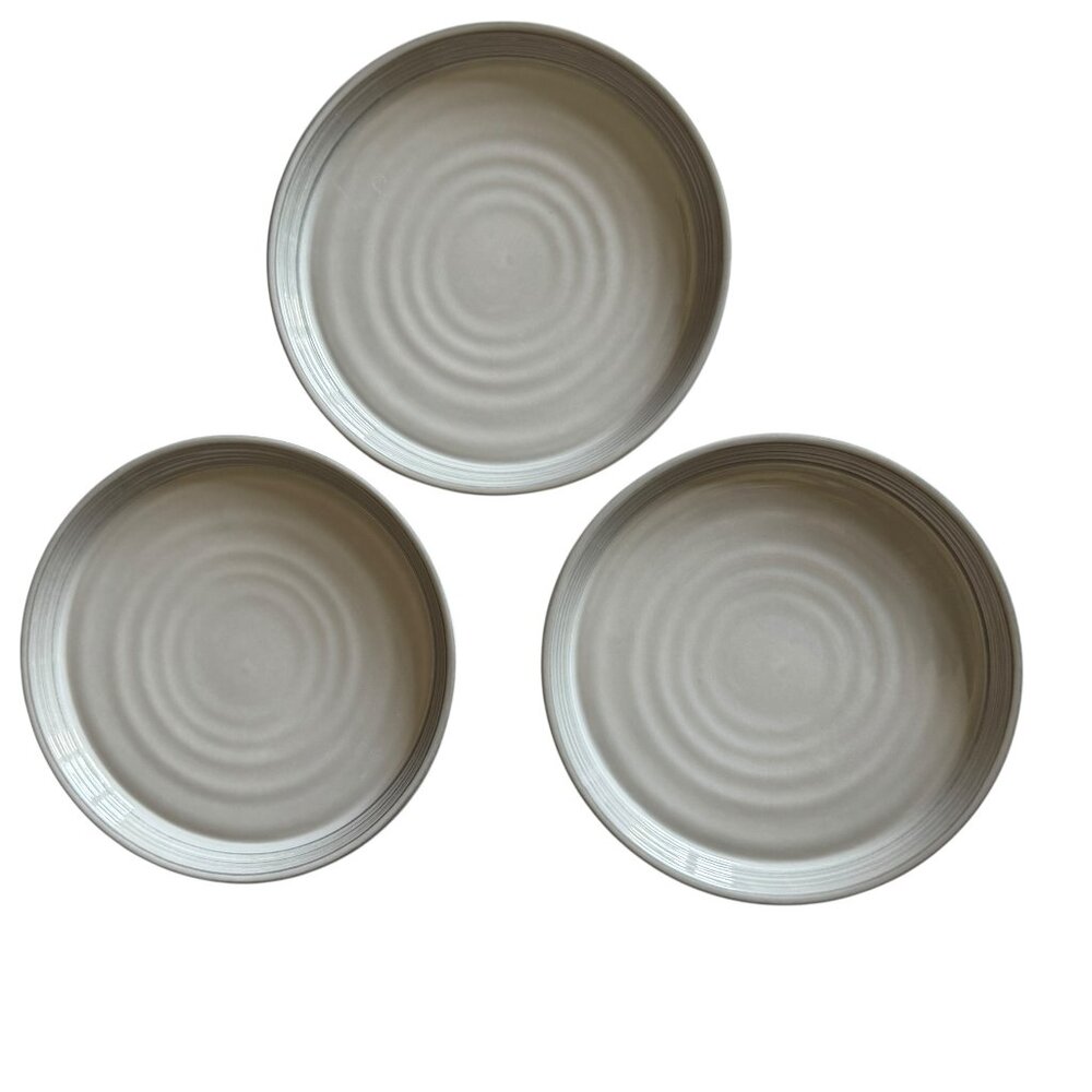 Tommy Bahama Melamine 10" Dinner Plates Set of 3 Side Ridges Gray